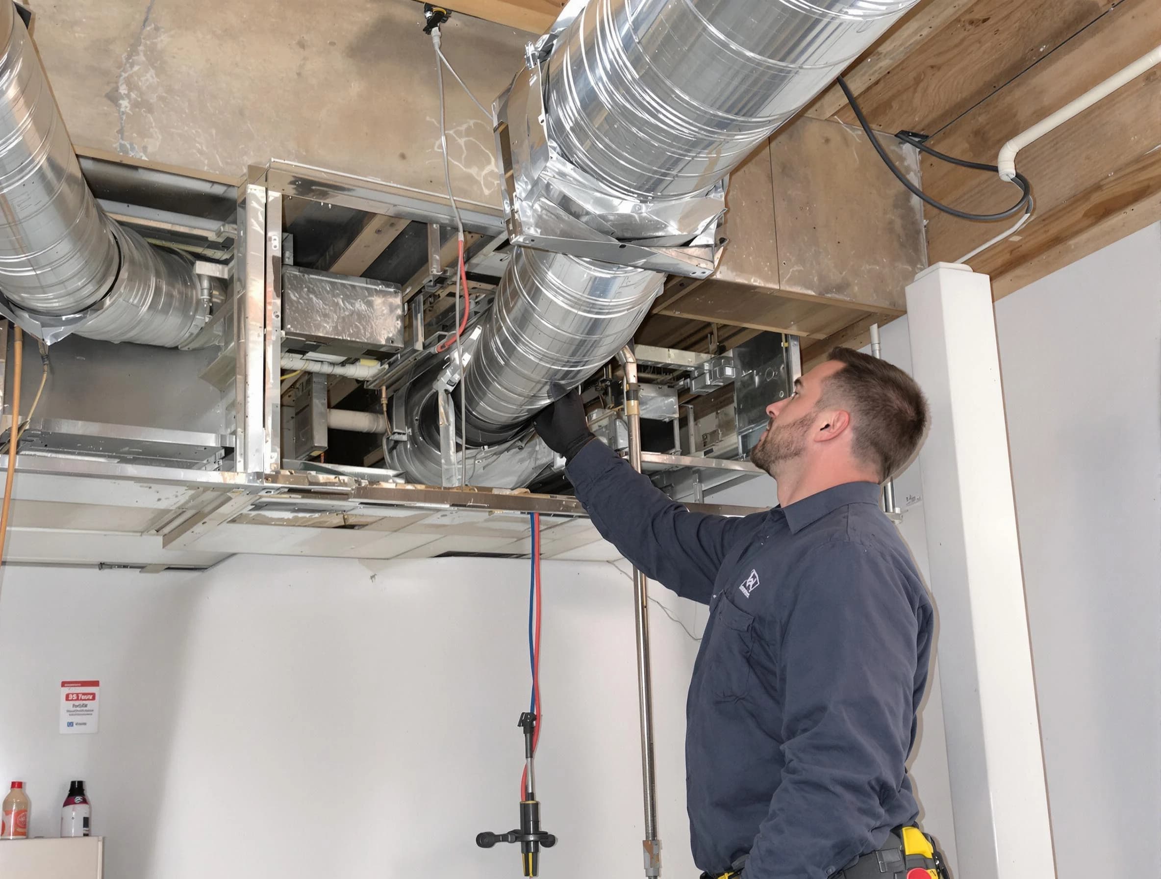 Mount Juliet Air Duct Cleaning technician performing professional air duct repair using specialized tools in Mount Juliet