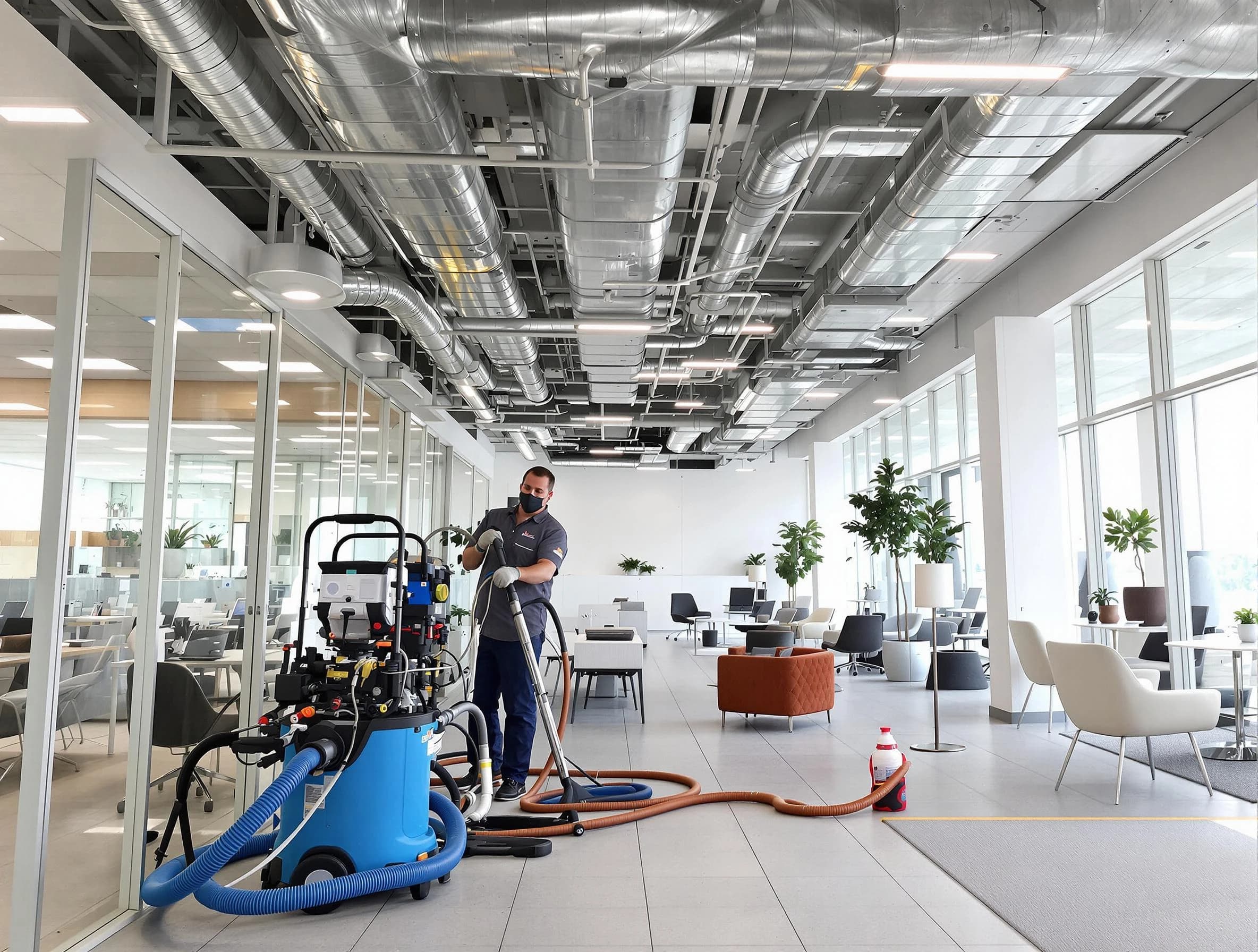 Mount Juliet Air Duct Cleaning team conducting comprehensive commercial duct cleaning at a business location in Mount Juliet