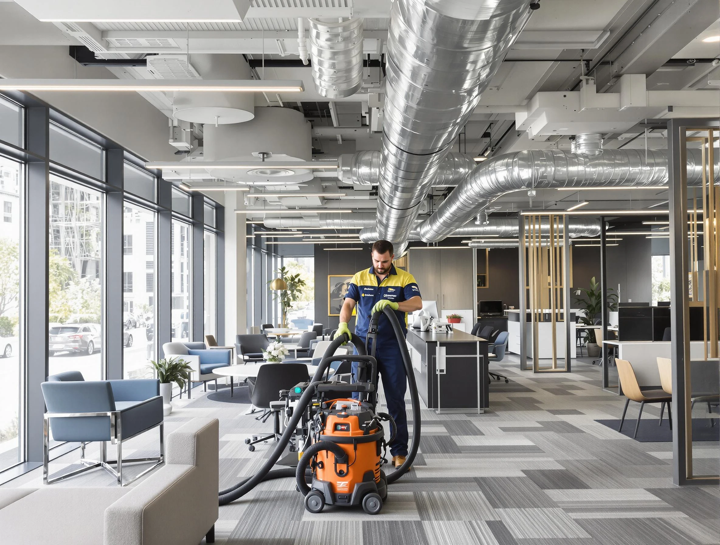 Mount Juliet Air Duct Cleaning team performing thorough commercial duct cleaning at a Mount Juliet business center